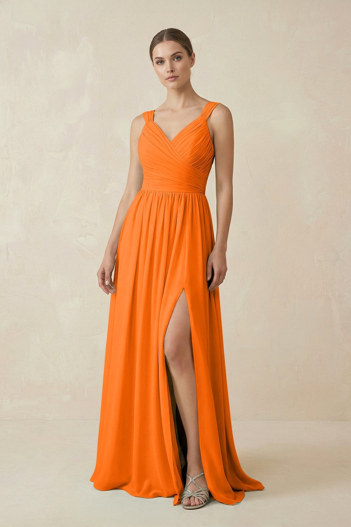 cinnamon bridesmaid dress A-Line Pleated Chiffon Long in – SHEISME wholesale Size:Custom Made day wear Blue Dress Girls Kids Mama Peach Dress