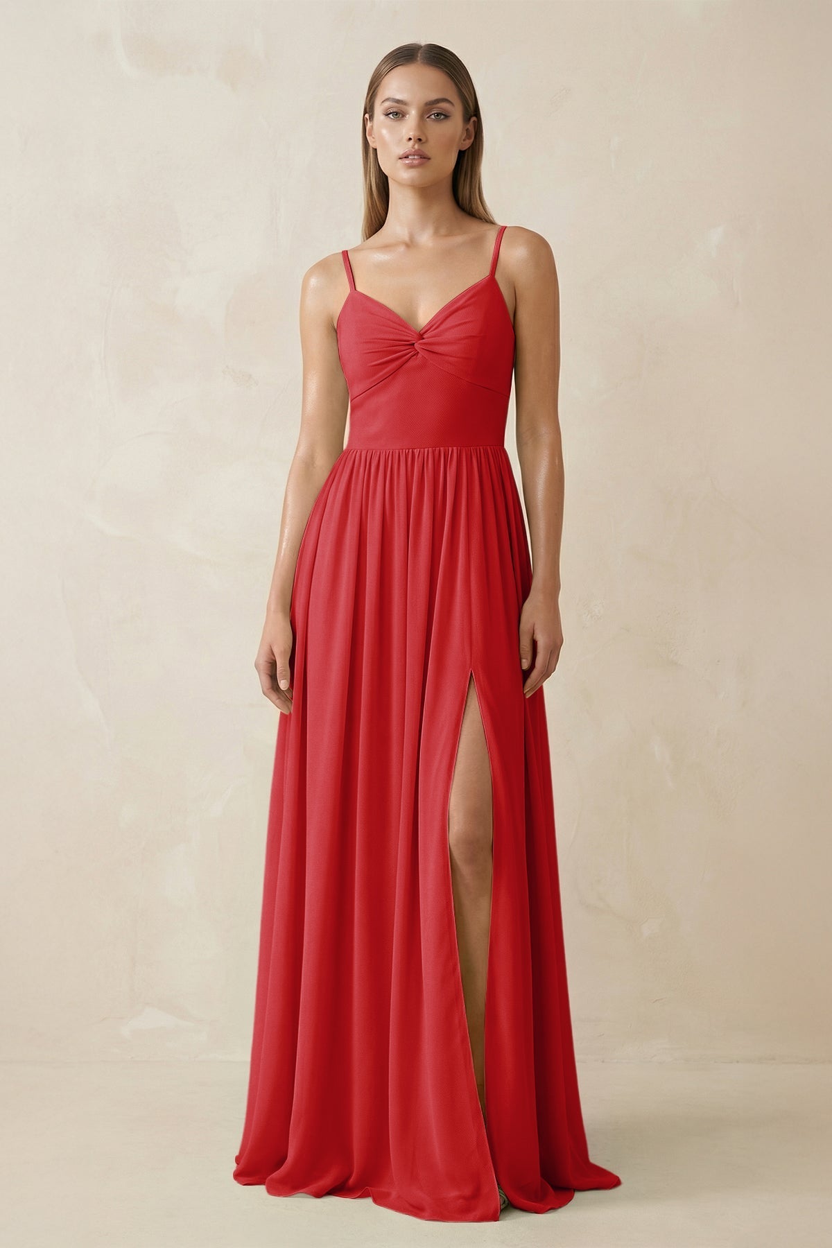 ruby bridesmaid dresses Spaghetti Strap Pleated A-Line Chiffon Dress in Red – SHEISME wholesale Web Collection: Classic christmas Stacees 2026 Royal Blue glam ruching is ready Color:Nude and Ivory/Coffee Liner