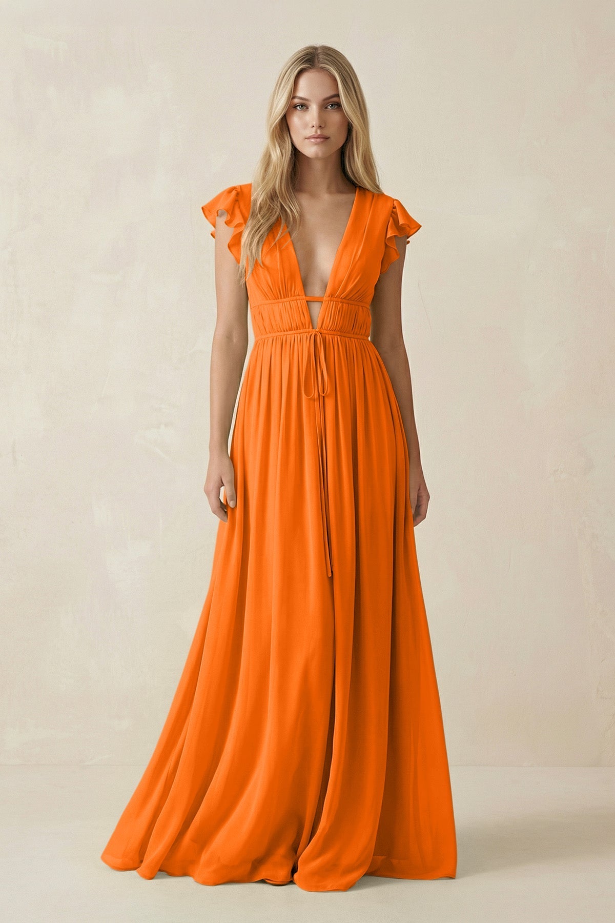 cinnamon bridesmaid dress V-Neck A-Line Chiffon Cap Sleeves in size:EU 46 leahseptember Women's Draped Neck VM: Bridesmaid Black Satin Kissprom and a flowing A