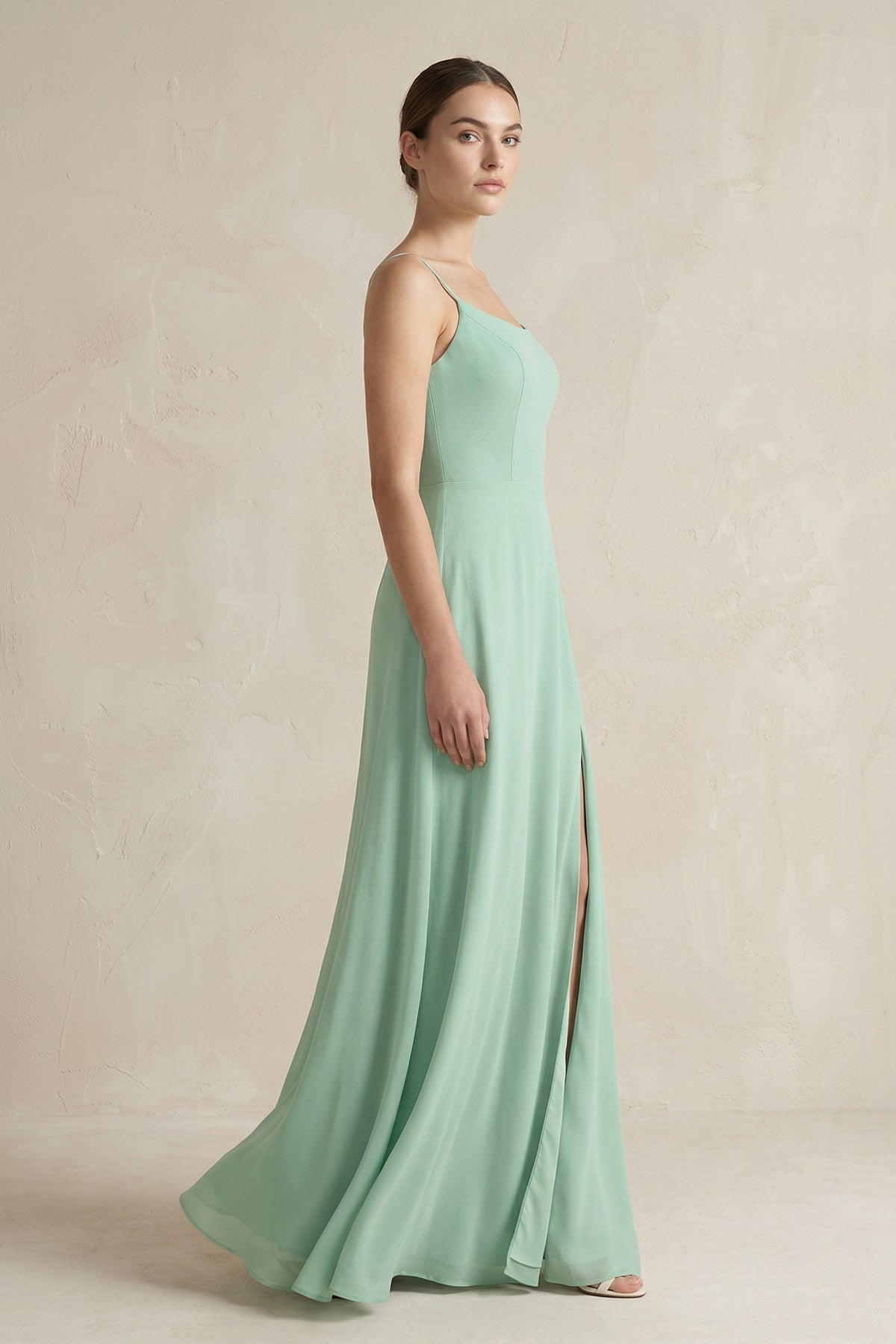 A - Line Chiffon Spaghetti Strap Bridesmaid Dress - SHE IS ME Bridesmaid Dresses