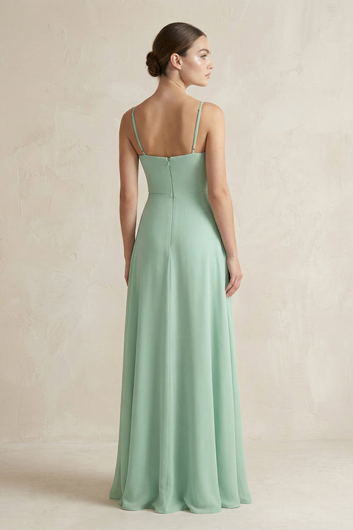 A - Line Chiffon Spaghetti Strap Bridesmaid Dress - SHE IS ME Bridesmaid Dresses