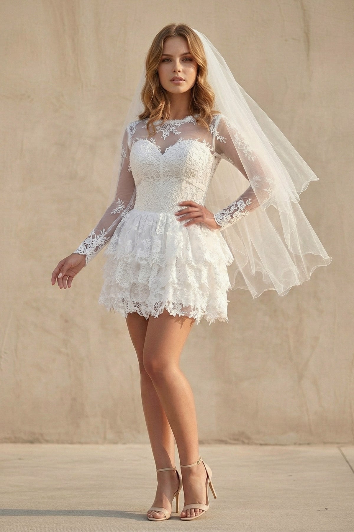 A Line Lace Open Back Wedding Dress in Ivory - SHE IS ME Wedding Dresses