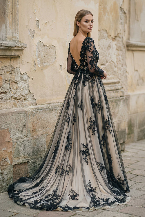 A Line Long Sleeves Lace Wedding Dress - SHE IS ME Wedding Dresses