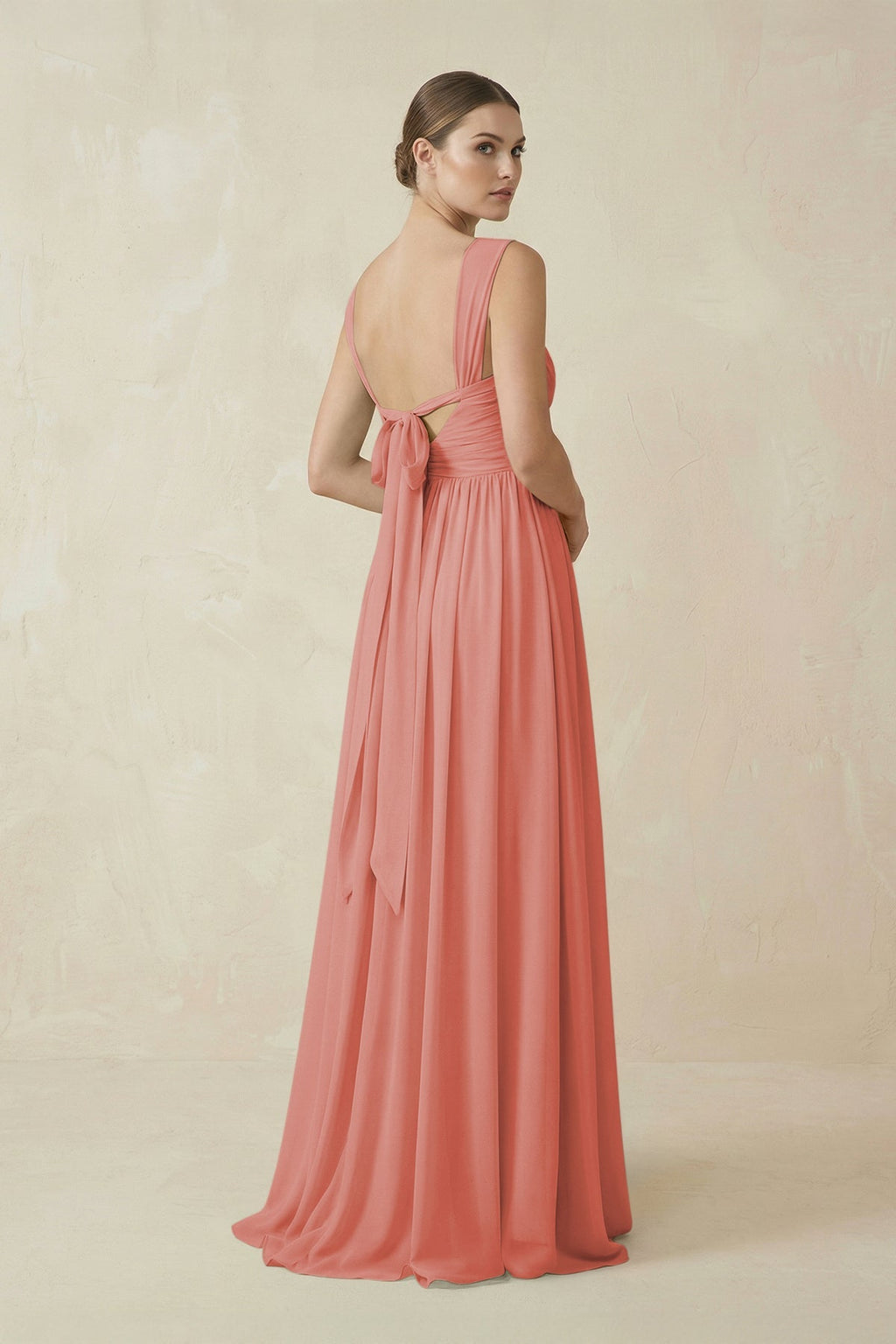 A - Line Pleated Chiffon Long Bridesmaid Dress in Mulberry - SHE IS ME Bridesmaid Dresses