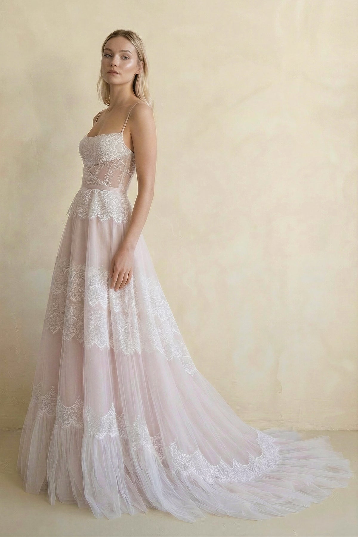 A Line Spaghetti Straps Lace Wedding Dress - SHE IS ME Wedding Dresses