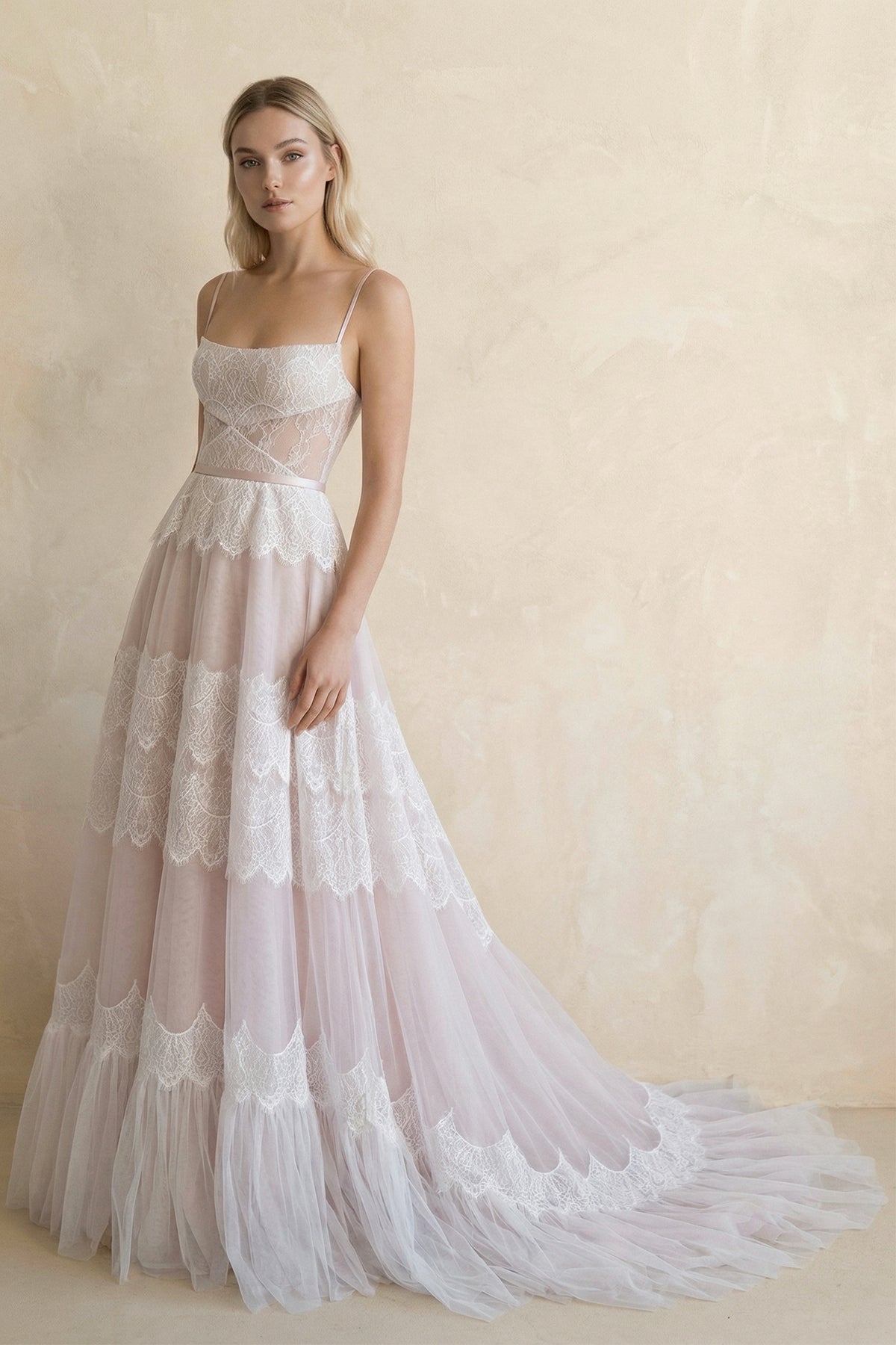 A Line Spaghetti Straps Lace Wedding Dress - SHE IS ME Wedding Dresses