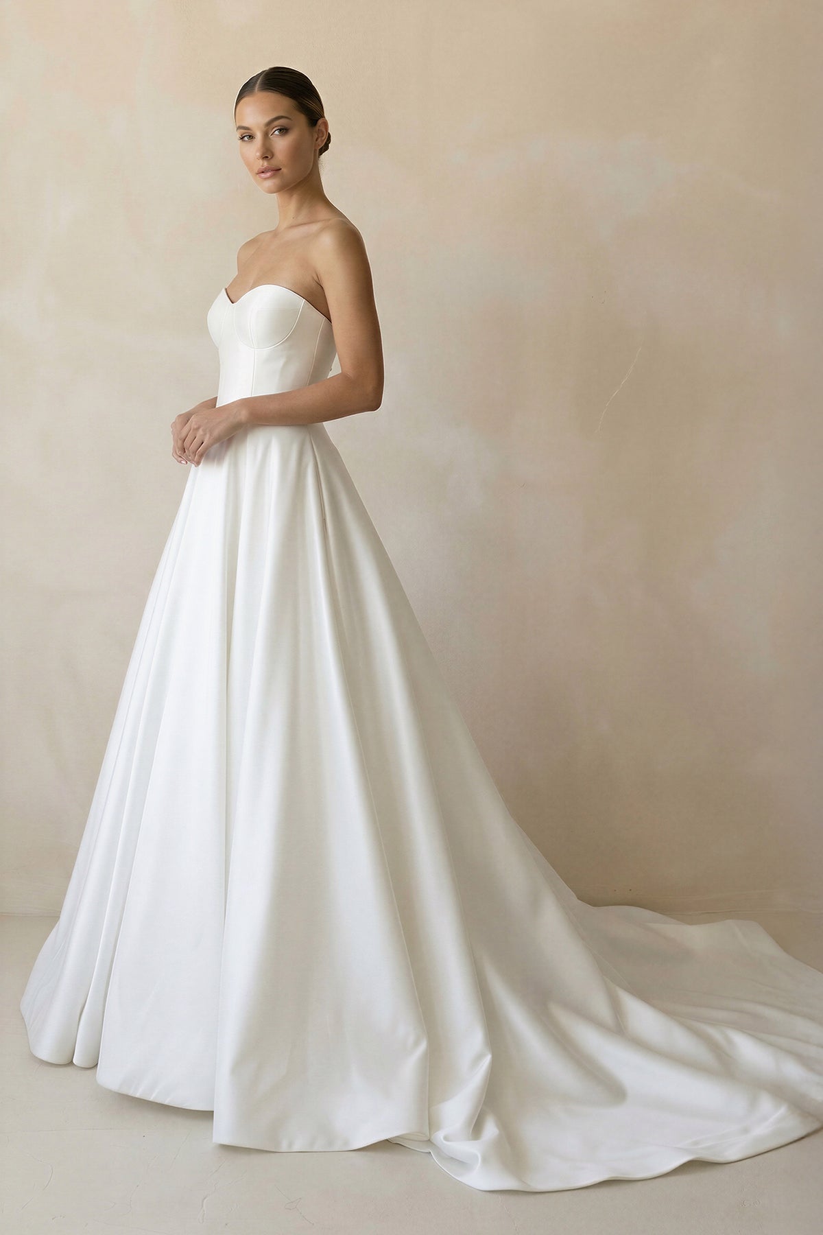 Ball Gown Sweetheart Satin Wedding Dresses in White - SHE IS ME Wedding Dresses