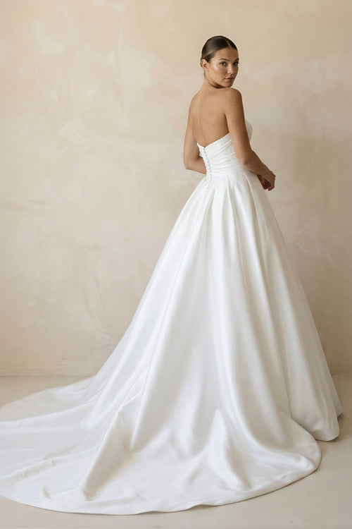 Ball Gown Sweetheart Satin Wedding Dresses in White - SHE IS ME Wedding Dresses