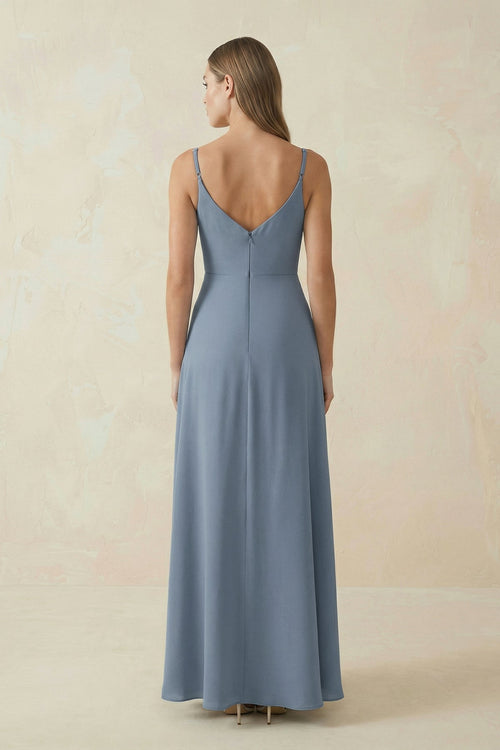 Cami Strap A-Line Chiffon Bridesmaid Dress in Neptune - SHE IS ME BRIDESMAID DRESSES