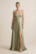 Cami Strap A - Line Shiny Satin Bridesmaid Dress - SHE IS ME Bridesmaid Dresses