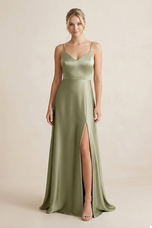 Cami Strap A - Line Shiny Satin Bridesmaid Dress - SHE IS ME Bridesmaid Dresses