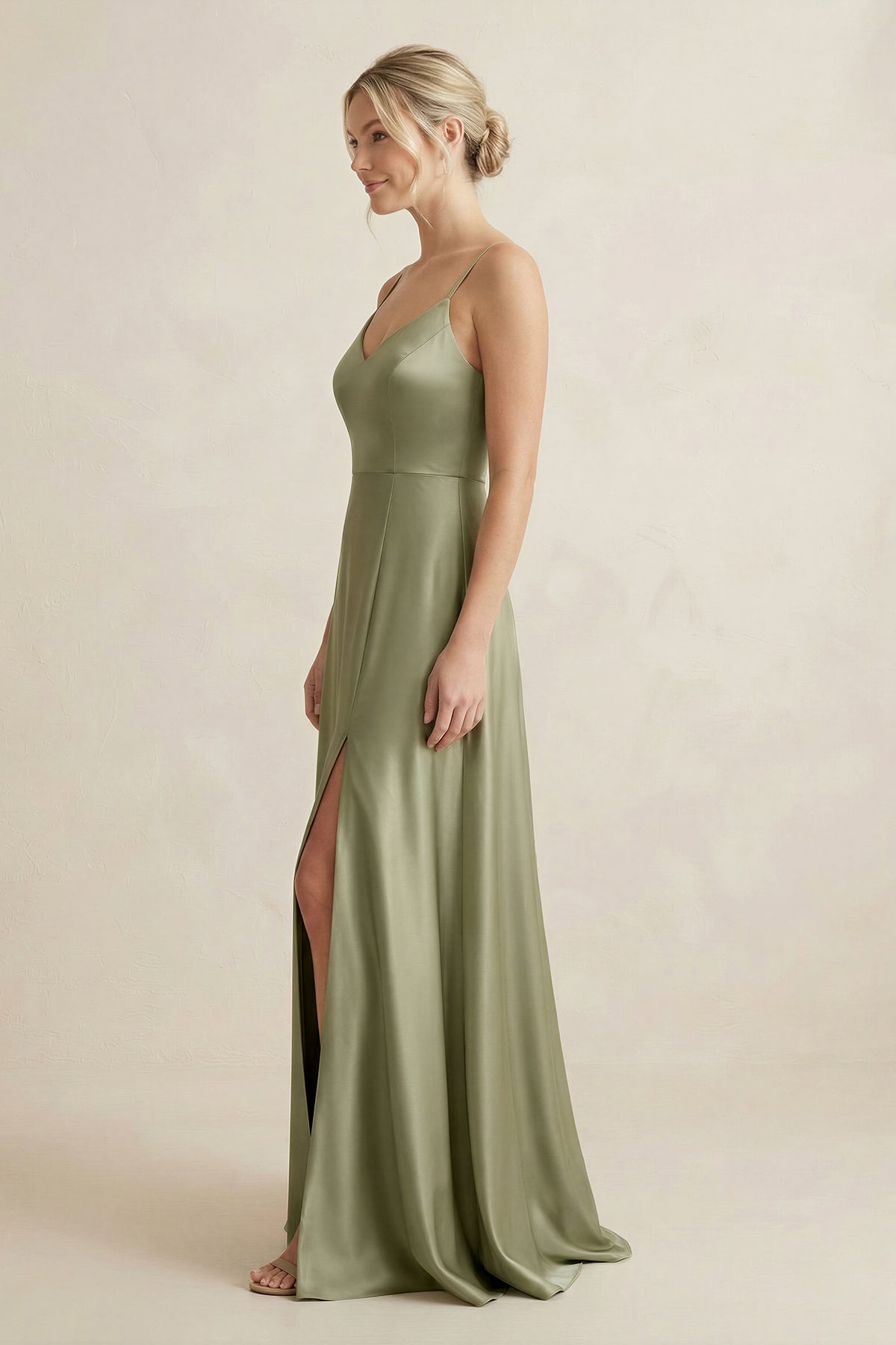 Cami Strap A - Line Shiny Satin Bridesmaid Dress - SHE IS ME Bridesmaid Dresses