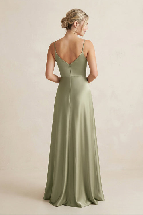 Cami Strap A - Line Shiny Satin Bridesmaid Dress - SHE IS ME Bridesmaid Dresses