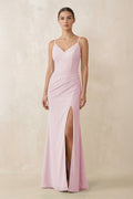Cami Strap Chiffon Sheath Bridesmaid Gown in Candy Pink - SHE IS ME Bridesmaid Dresses