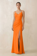 Cami Strap Chiffon Sheath Bridesmaid Gown in Cinnamon - SHE IS ME Bridesmaid Dresses