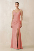 Cami Strap Chiffon Sheath Bridesmaid Gown in Mulberry - SHE IS ME Bridesmaid Dresses