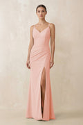Cami Strap Chiffon Sheath Bridesmaid Gown in Rose Petal - SHE IS ME Bridesmaid Dresses