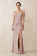 Cami Strap Chiffon Sheath Bridesmaid Gown in Toffee - SHE IS ME Bridesmaid Dresses