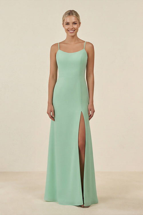 Cami Strap Chiffon Sheath Bridesmaid Gown in Pale Pistachio - SHE IS ME BRIDESMAID DRESSES