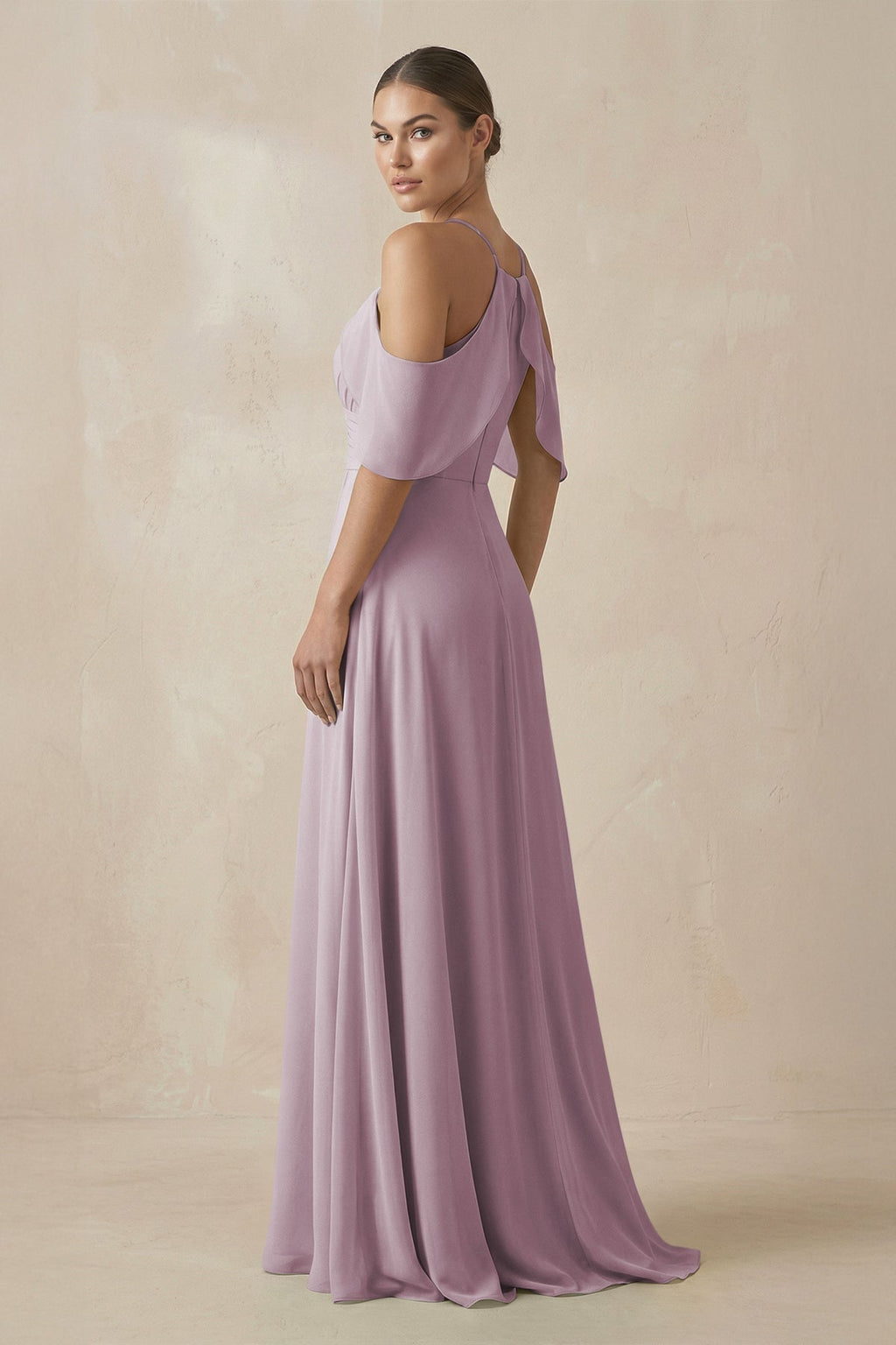 Chiffon A - Line Long Bridesmaid Dress in Dusk - SHE IS ME Bridesmaid Dresses