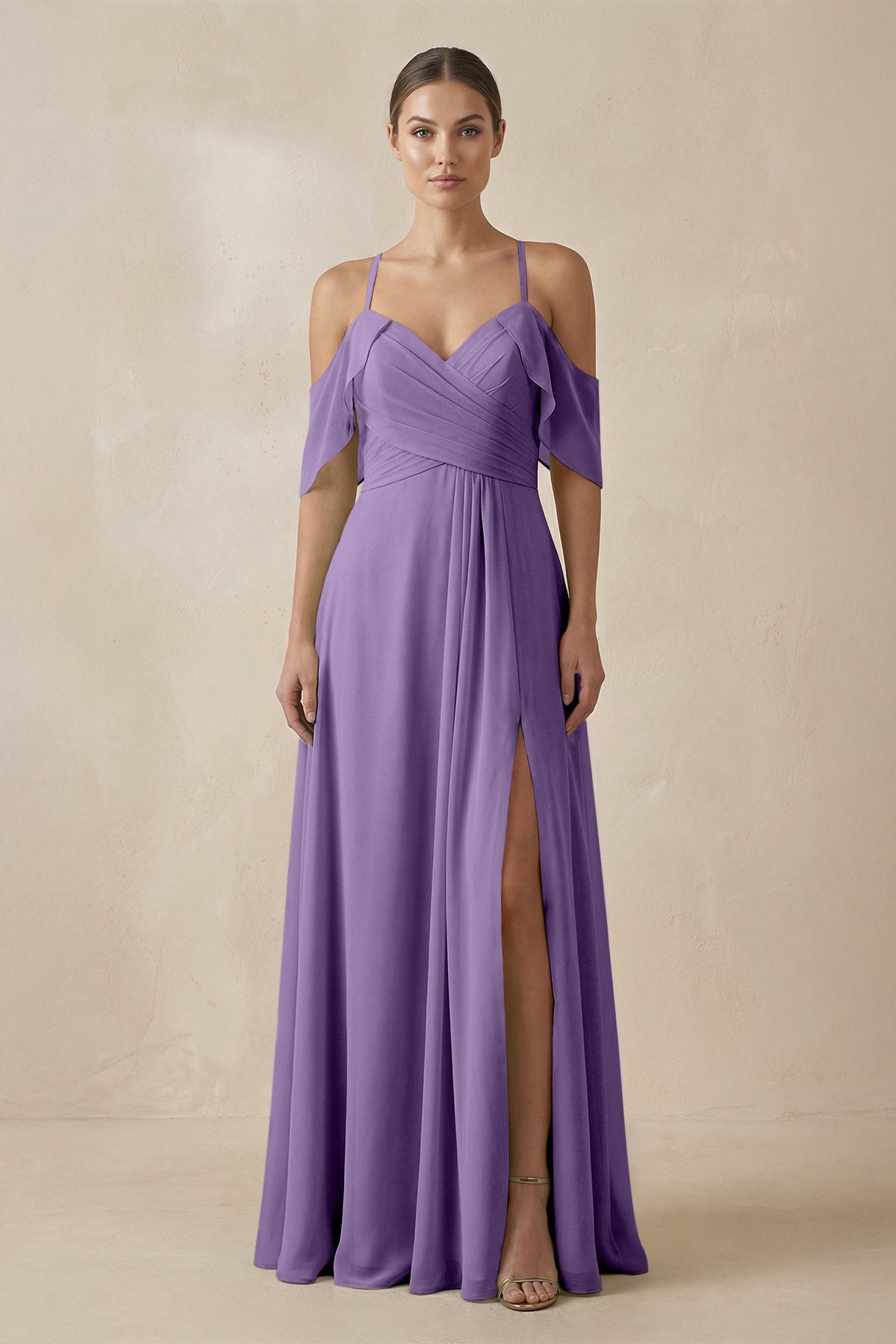 Chiffon A - Line Long Bridesmaid Dress in Tahiti - SHE IS ME Bridesmaid Dresses