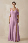 Chiffon A - Line Long Bridesmaid Dress in Wisteria - SHE IS ME Bridesmaid Dresses
