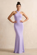 Crisscross Halter Sheath Chiffon Bridesmaid Dress with Bow in Lavender - SHE IS ME BRIDESMAID DRESSES