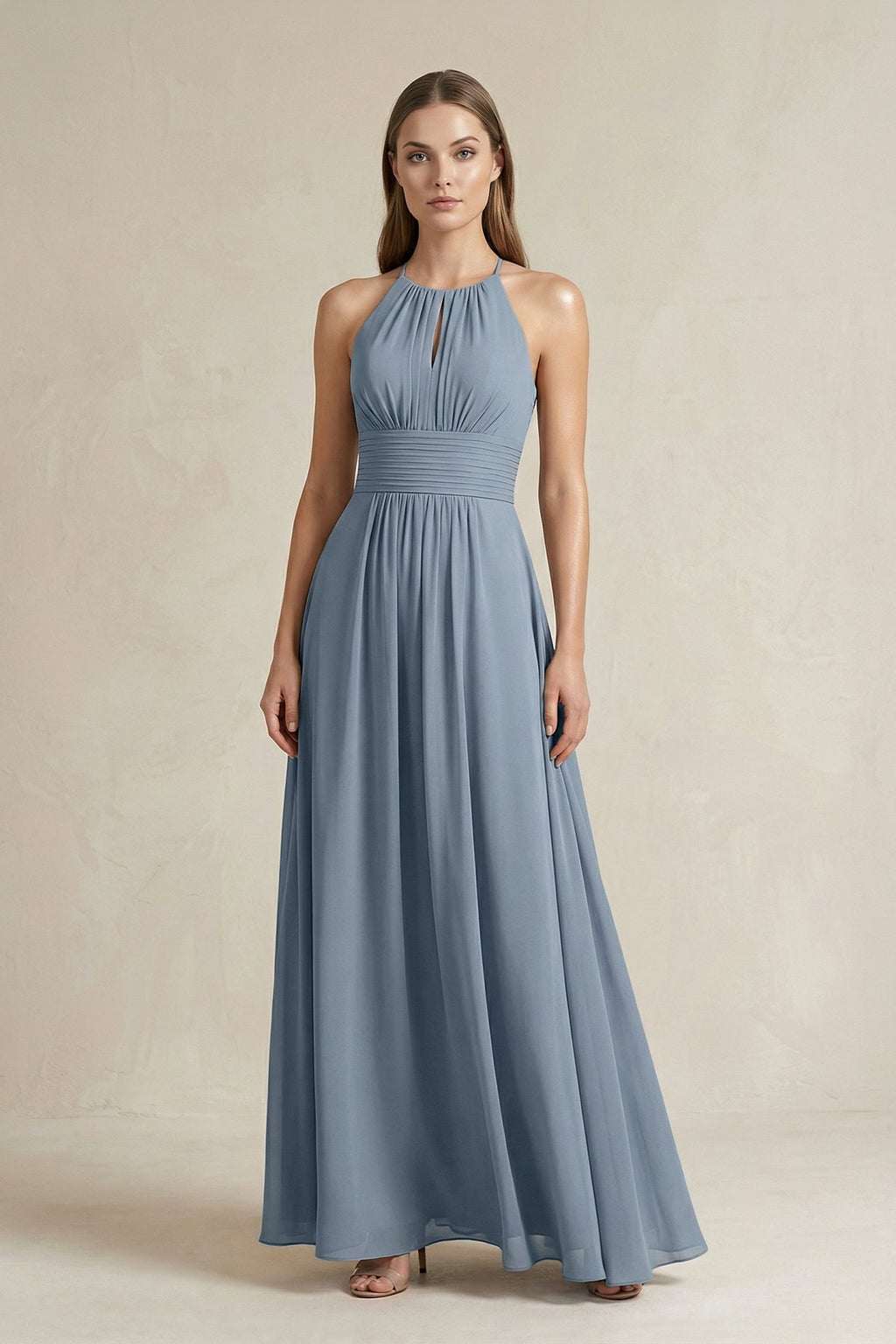 Halter A - Line Chiffon Ankle - Length Bridesmaid Dress - SHE IS ME Bridesmaid Dresses