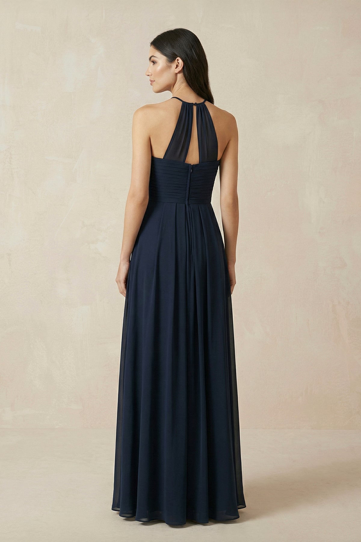 Halter Neck Pleated A - Line Chiffon Bridesmaid Dress - SHE IS ME Bridesmaid Dresses