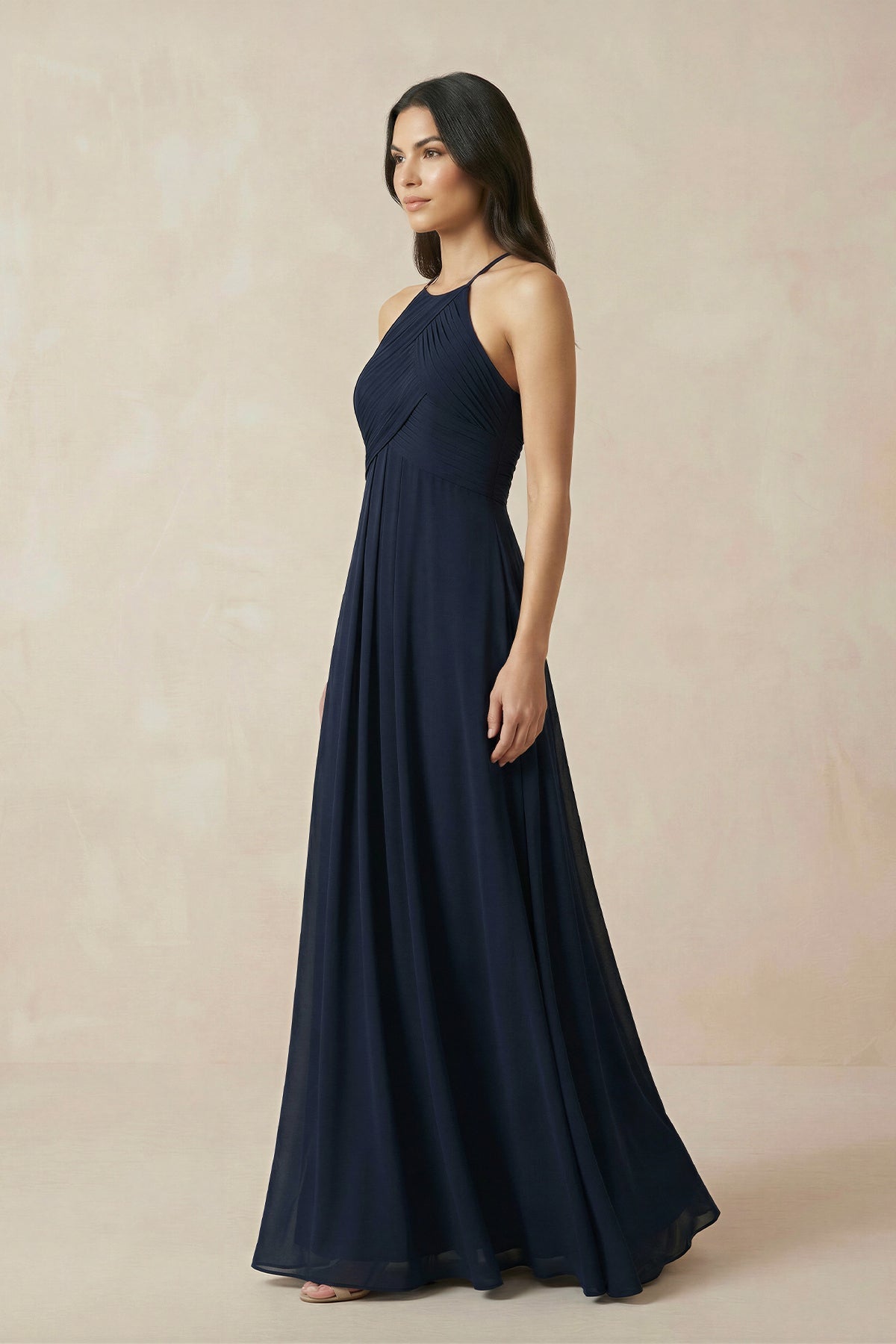Halter Neck Pleated A - Line Chiffon Bridesmaid Dress - SHE IS ME Bridesmaid Dresses