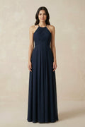 Halter Neck Pleated A - Line Chiffon Bridesmaid Dress - SHE IS ME Bridesmaid Dresses