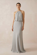 Halter Sheath Ruffled Chiffon Bridesmaid Dress - SHE IS ME Bridesmaid Dresses