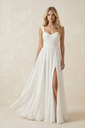 Ivory Chiffon A - Line Sweetheart Wedding Dress - SHE IS ME Wedding Dresses
