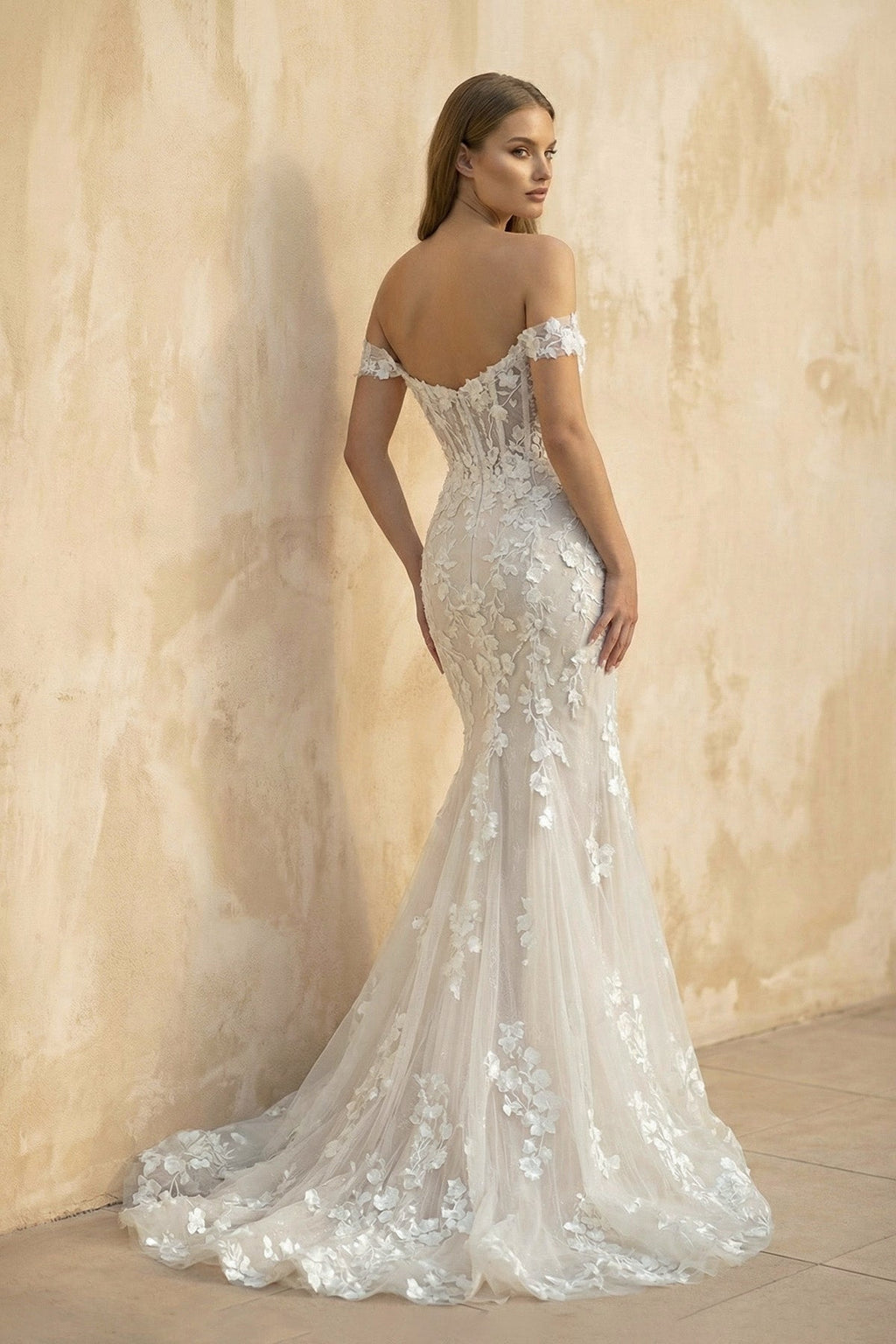 Mermaid Off The Shoulder Lace Wedding Dress - SHE IS ME Wedding Dresses