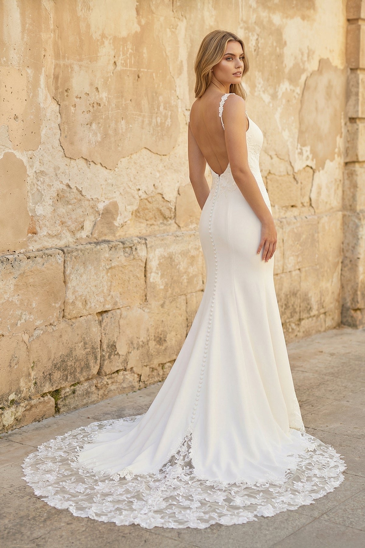 Mermaid Satin Wedding Dress With Lace in Ivory - SHE IS ME Wedding Dresses