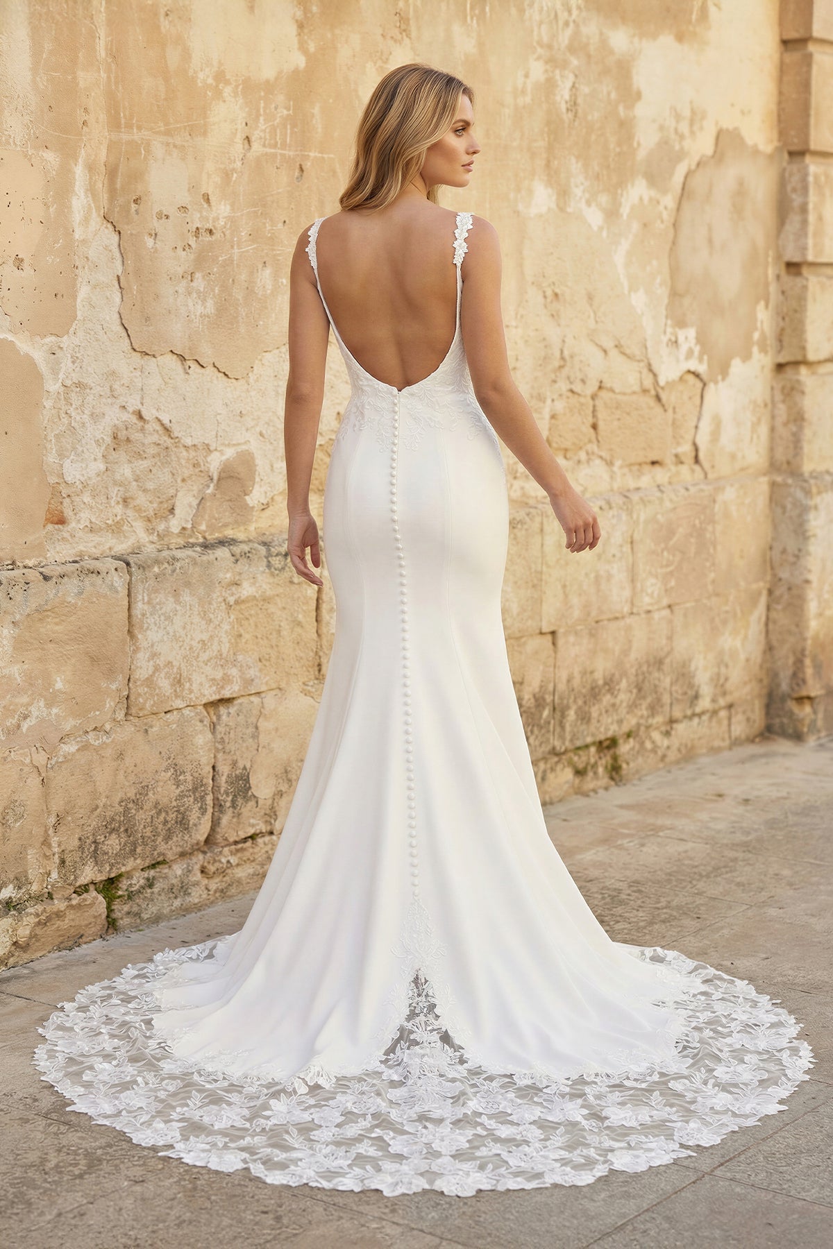 Mermaid Satin Wedding Dress With Lace in Ivory - SHE IS ME Wedding Dresses