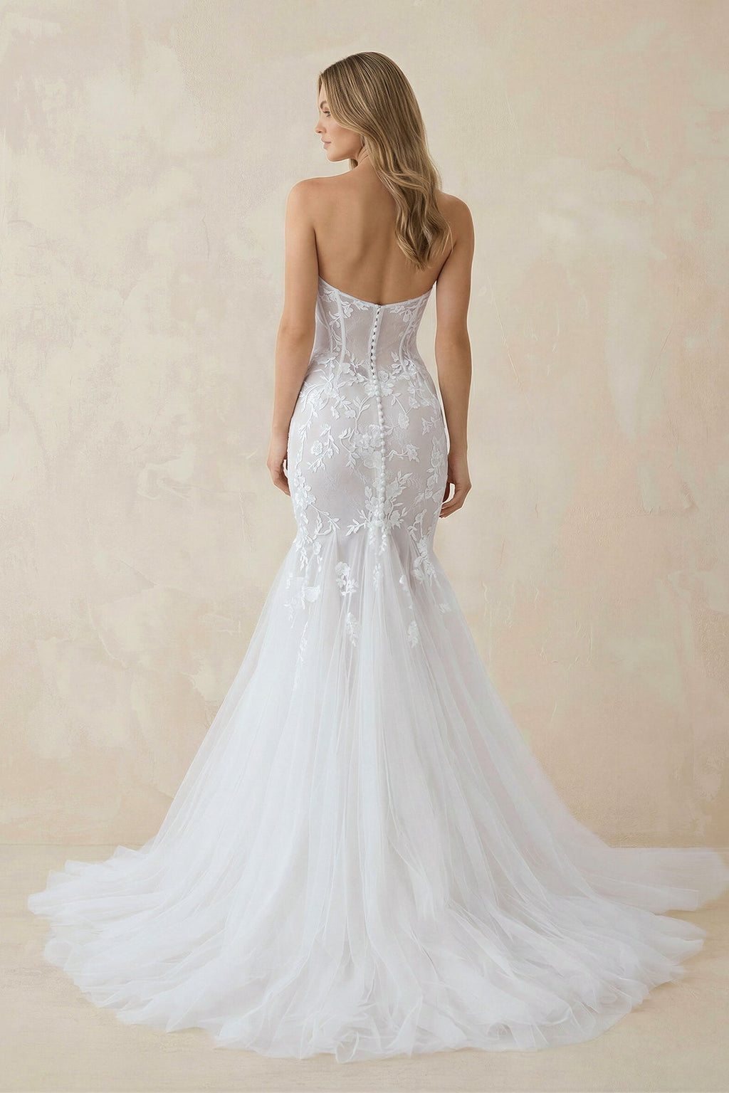 Mermaid Sweetheart Sleeveless Lace Wedding Dresses in White - SHE IS ME Wedding Dresses