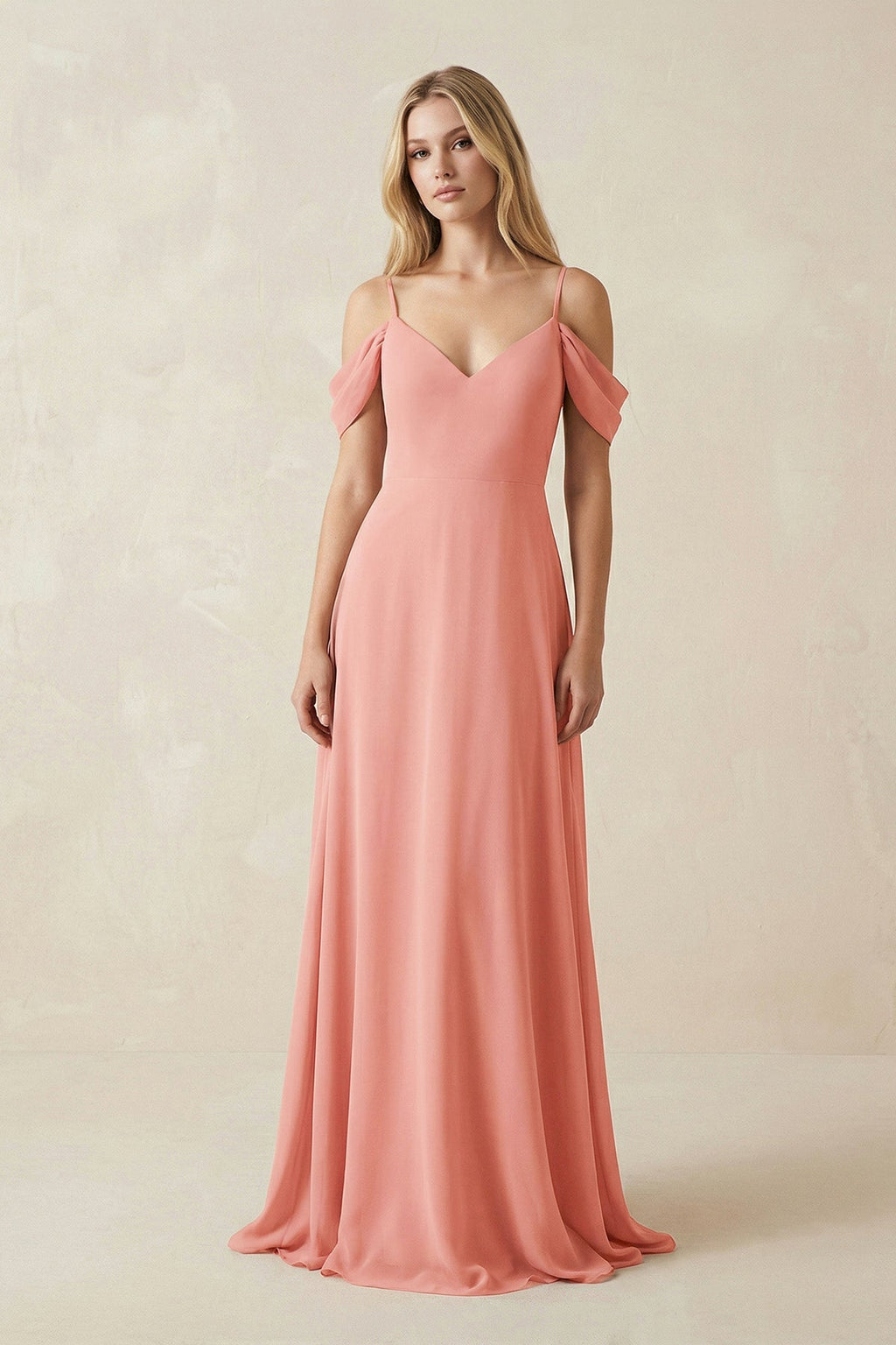 Off-the-Shoulder Chiffon A-Line Maxi Bridesmaid Dress in Mulberry - SHE IS ME BRIDESMAID DRESSES