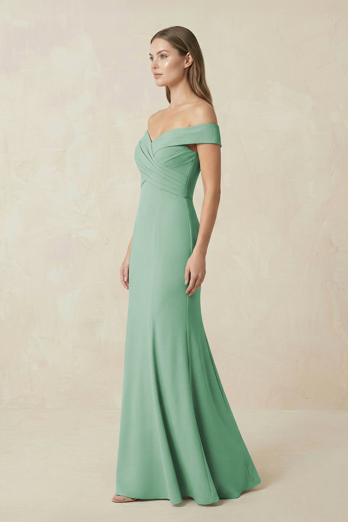 Off - the Shoulder Mermaid Chiffon Bridesmaid Dress - SHE IS ME Bridesmaid Dresses