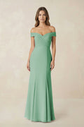 Off - the Shoulder Mermaid Chiffon Bridesmaid Dress - SHE IS ME Bridesmaid Dresses
