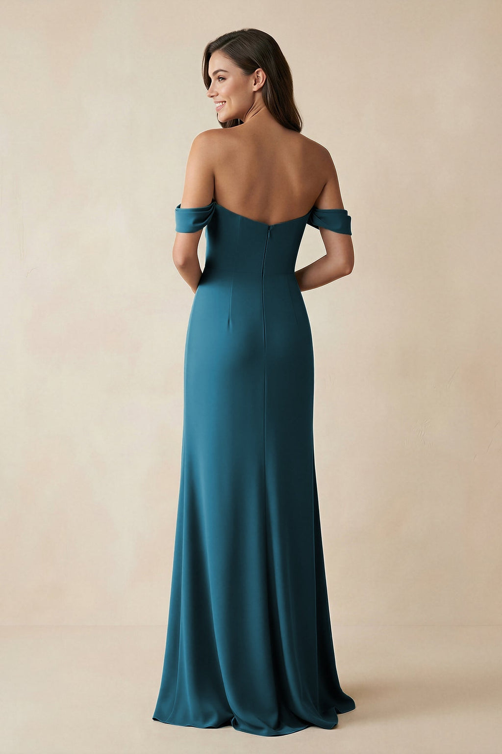 Off - the - Shoulder Sheath Bridesmaid Dress with Slit - SHE IS ME Bridesmaid Dresses