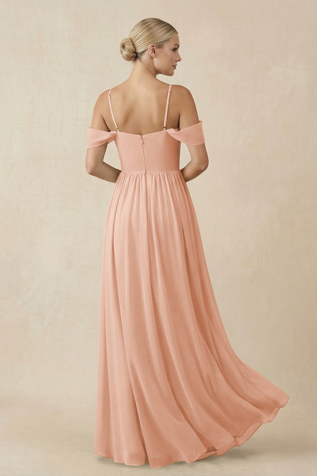 Off - the - Shoulder Sweetheart A - Line Chiffon Bridesmaid Dress in English Rose - SHE IS ME Bridesmaid Dresses