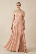 Off - the - Shoulder Sweetheart A - Line Chiffon Bridesmaid Dress in English Rose - SHE IS ME Bridesmaid Dresses