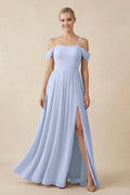 Off - the - Shoulder Sweetheart A - Line Chiffon Bridesmaid Dress in Ice - SHE IS ME Bridesmaid Dresses