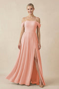 Off - the - Shoulder Sweetheart A - Line Chiffon Bridesmaid Dress in Rose Petal - SHE IS ME Bridesmaid Dresses