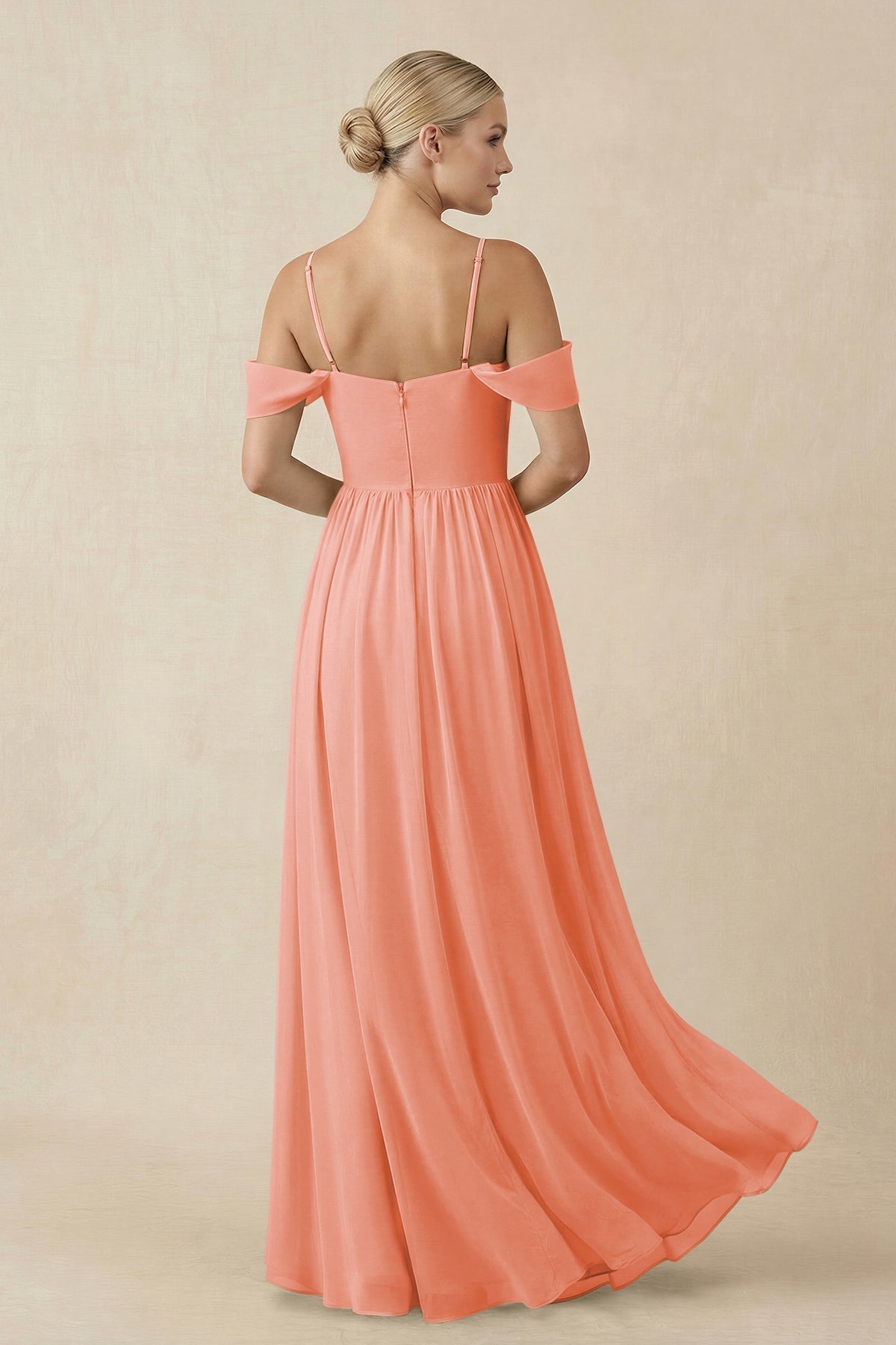 Off - the - Shoulder Sweetheart A - Line Chiffon Bridesmaid Dress in Rosette - SHE IS ME Bridesmaid Dresses