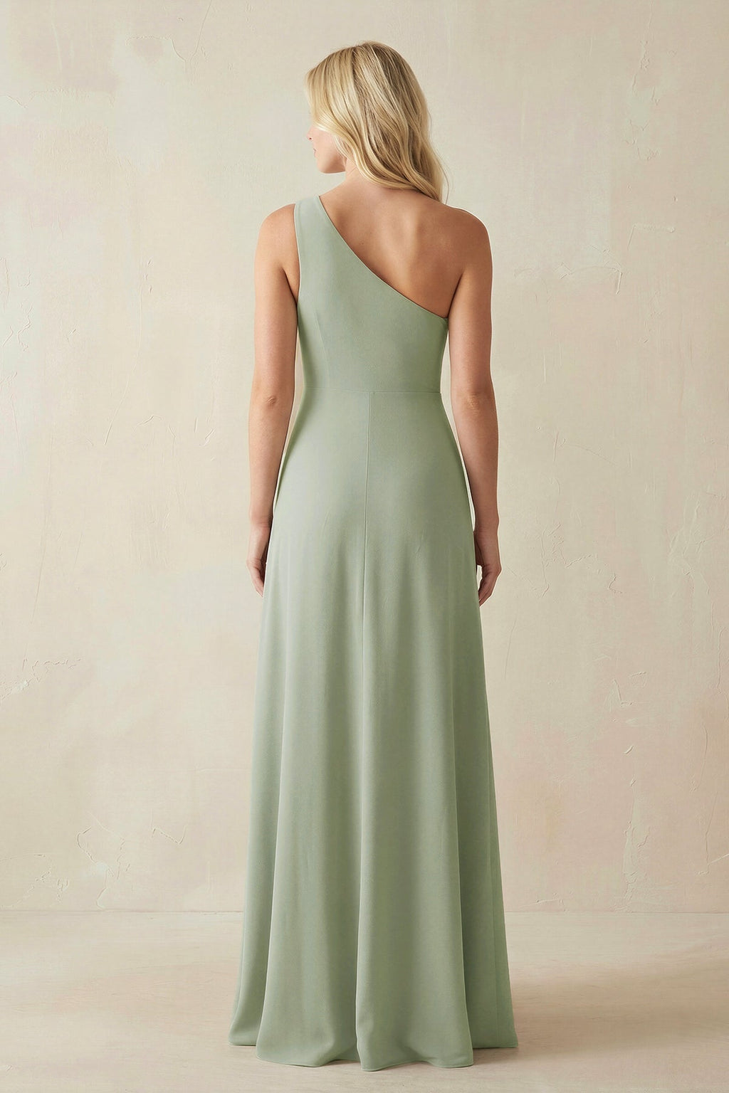 One - Shoulder Sheath Bridesmaid Dress With Slit in Dove Gray - SHE IS ME Bridesmaid Dresses