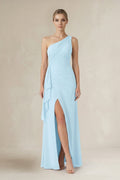 One - Shoulder Sheath Ruched Ruffled Bridesmaid Dress - SHE IS ME Bridesmaid Dresses