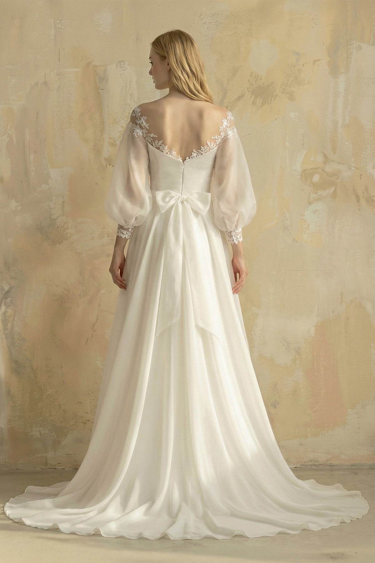 Organza A - Line Strapless Appliqued Wedding Dress in Ivory - SHE IS ME Wedding Dresses