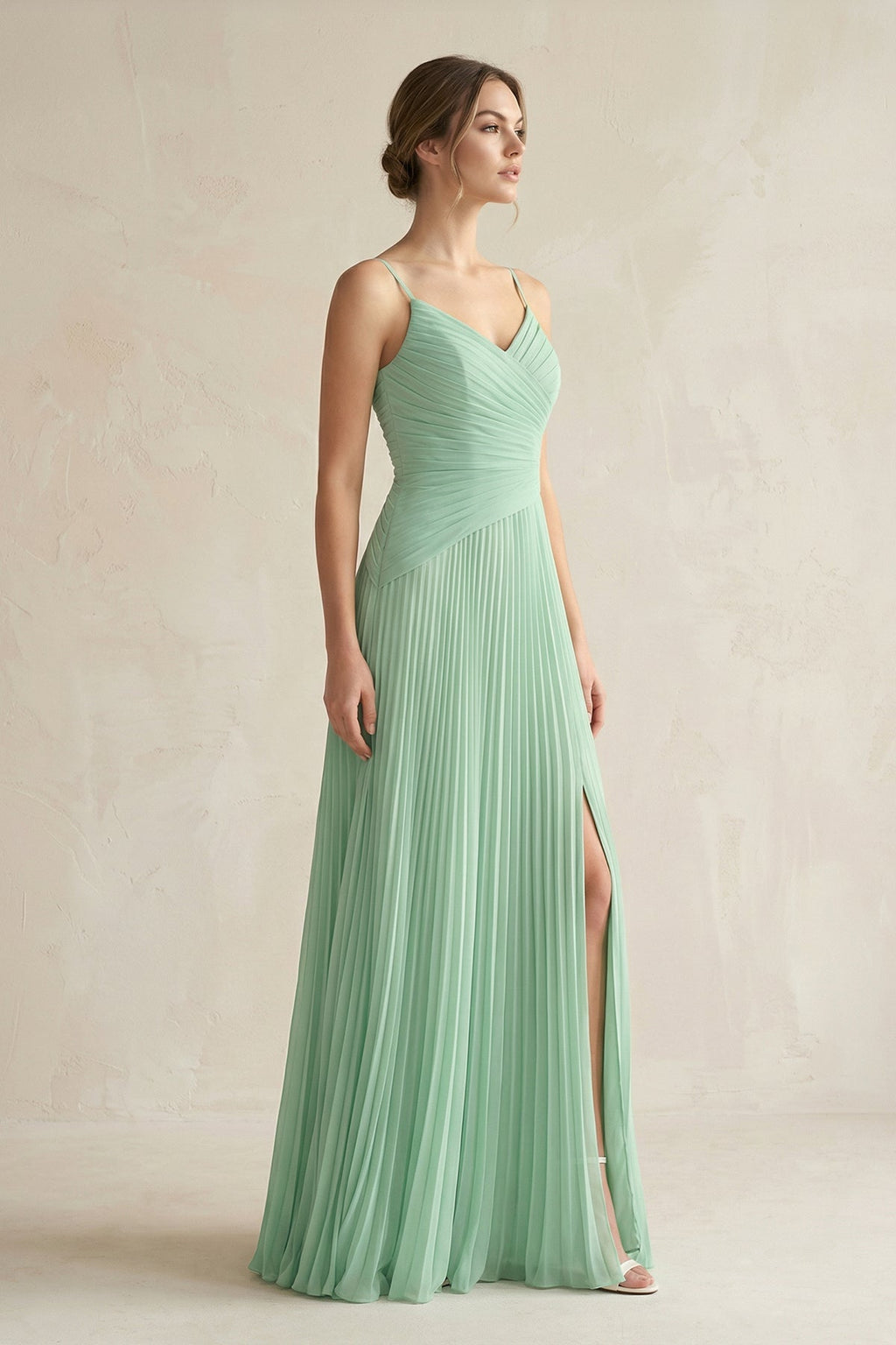 Pleated A - Line Long Chiffon Bridesmaid Dress - SHE IS ME Bridesmaid Dresses